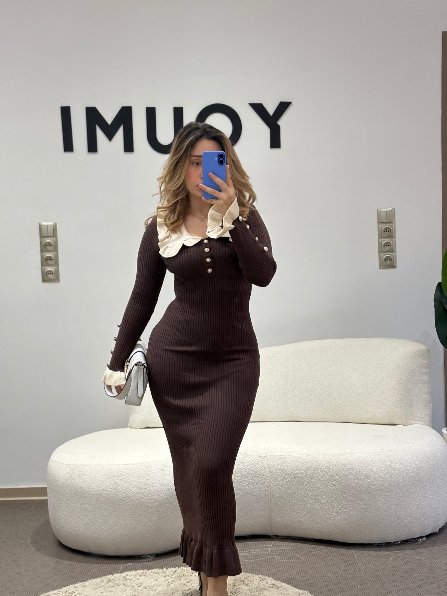 London Long Sleeve Sweater Midi Dress